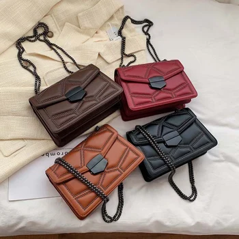 

New Fashion Women'S Shoulder Bag Rivet Chain Small Messenger Bag Ladies Luxury Handbag Leather Bag