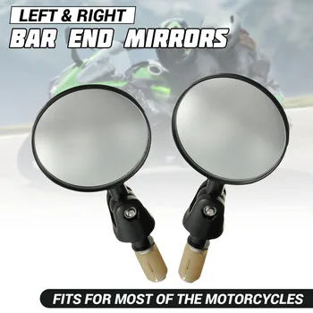 

Pair 7/8Inch Universal Motorcycle Motorbike Handlebar Handle bar End Side Rear View Round Mirrors Black