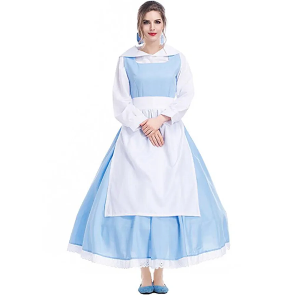 

Adult Women Halloween Cosplay Costumt Movie Princess Maid Long Dress