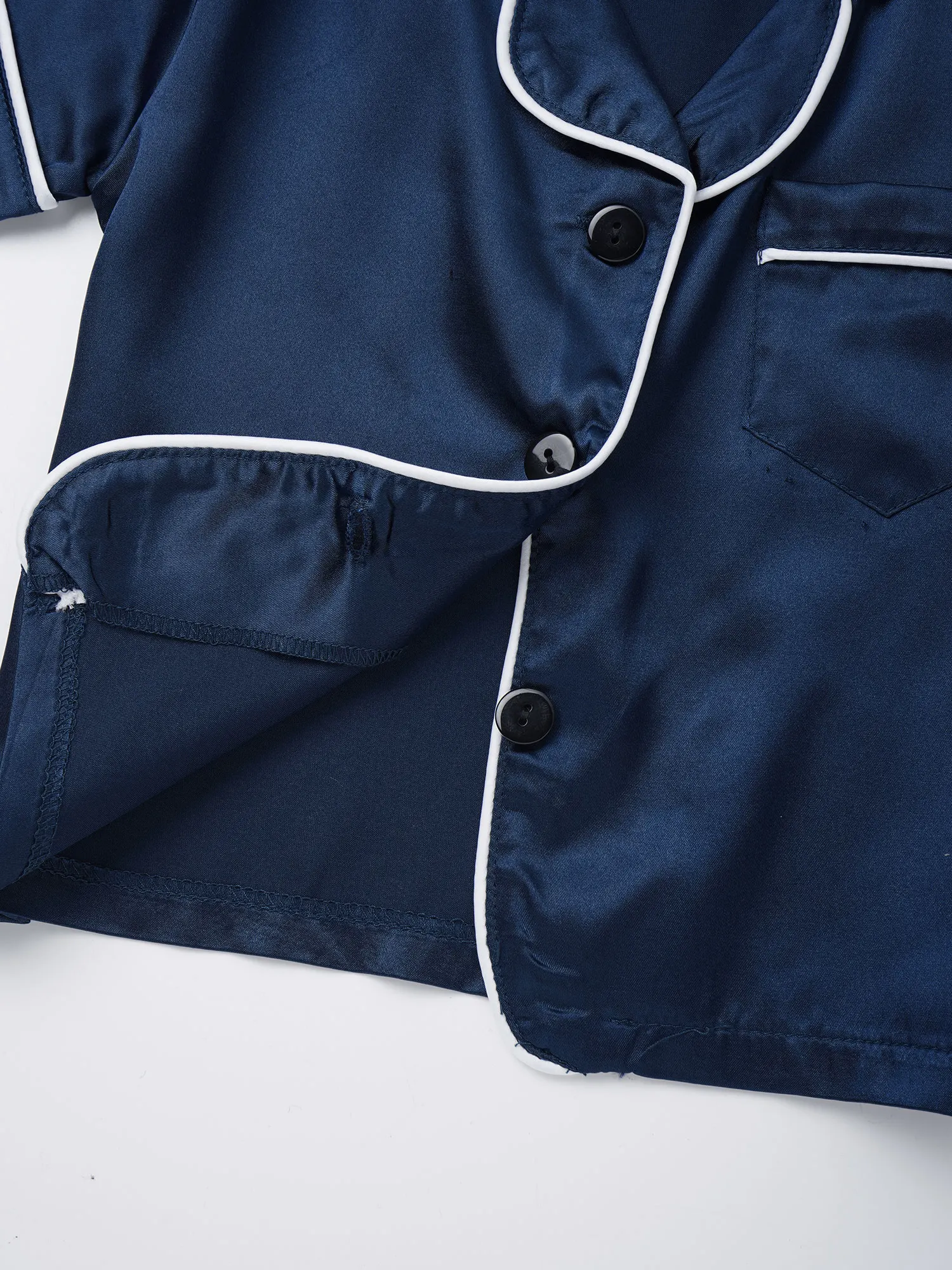 2Pcs Baby Boys and Girls Clothing Set Solid Color Sleepwear Short Sleeves Lapel Collar Shirt and Elastic Shorts Baby Nightwear