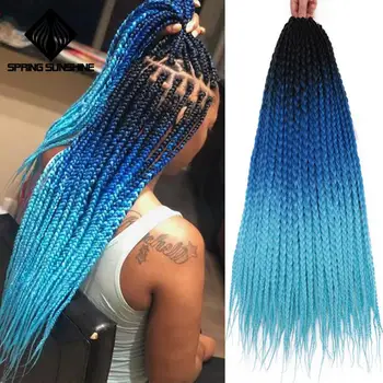 

Colored Box Braid Crotchet Braid 24Inch Ombre Synthetic Braiding Hair Extension 22Roots Rainbow Crochet Hair African Braids