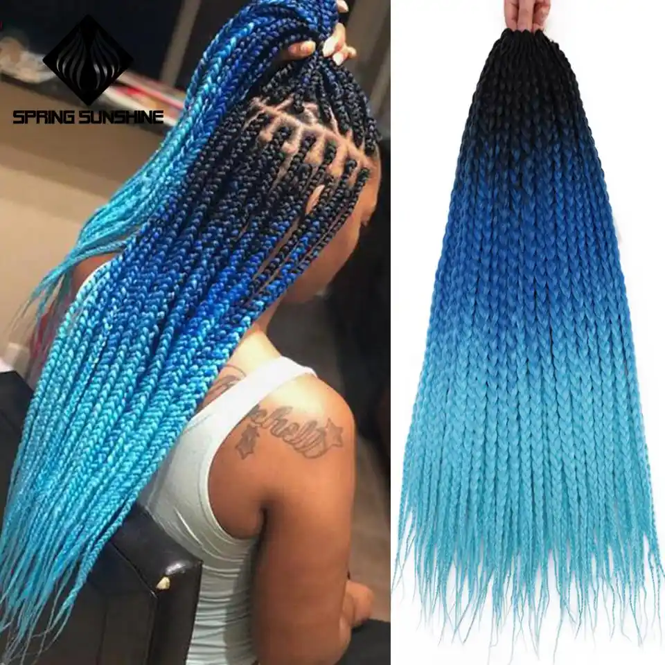 Colored Box Braid Crotchet Braid 24inch Ombre Synthetic Braiding