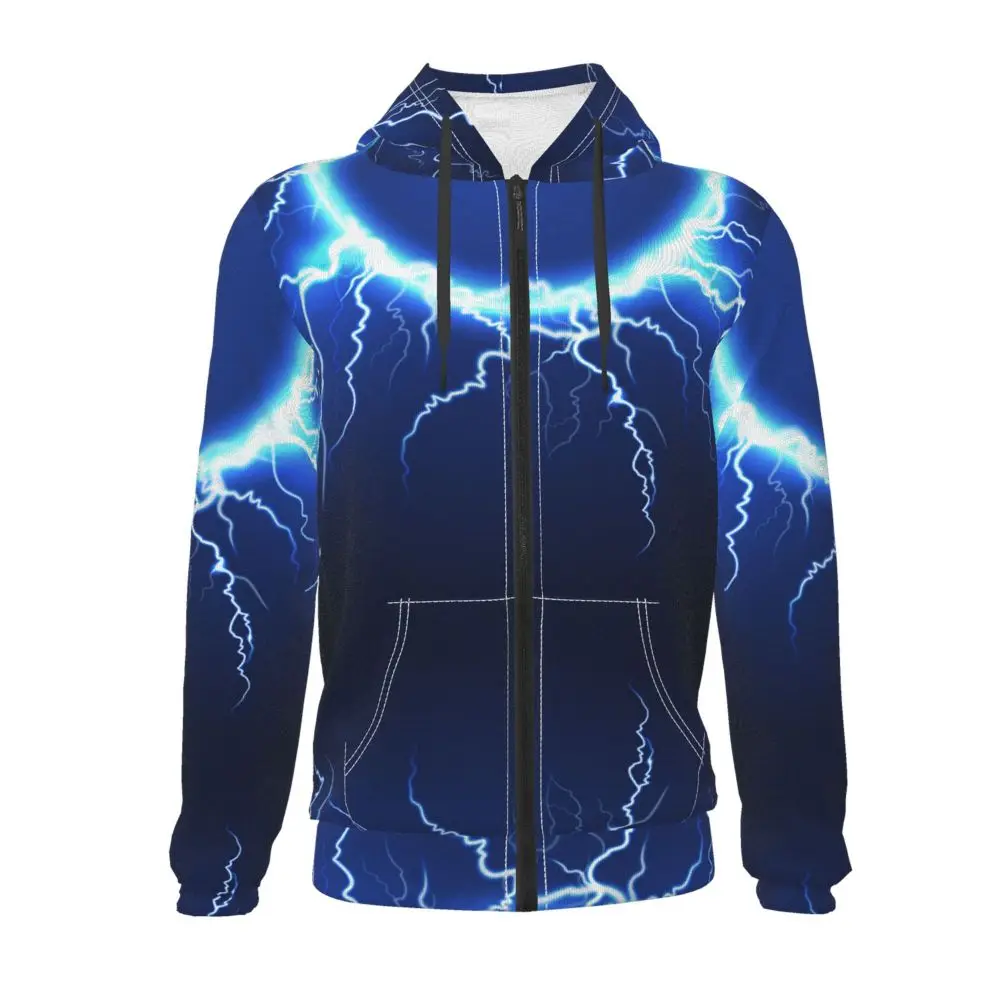 

Lighting Men's Fashion Hoodie 3D Print Pullover Hooded Sweatshirt With zipper