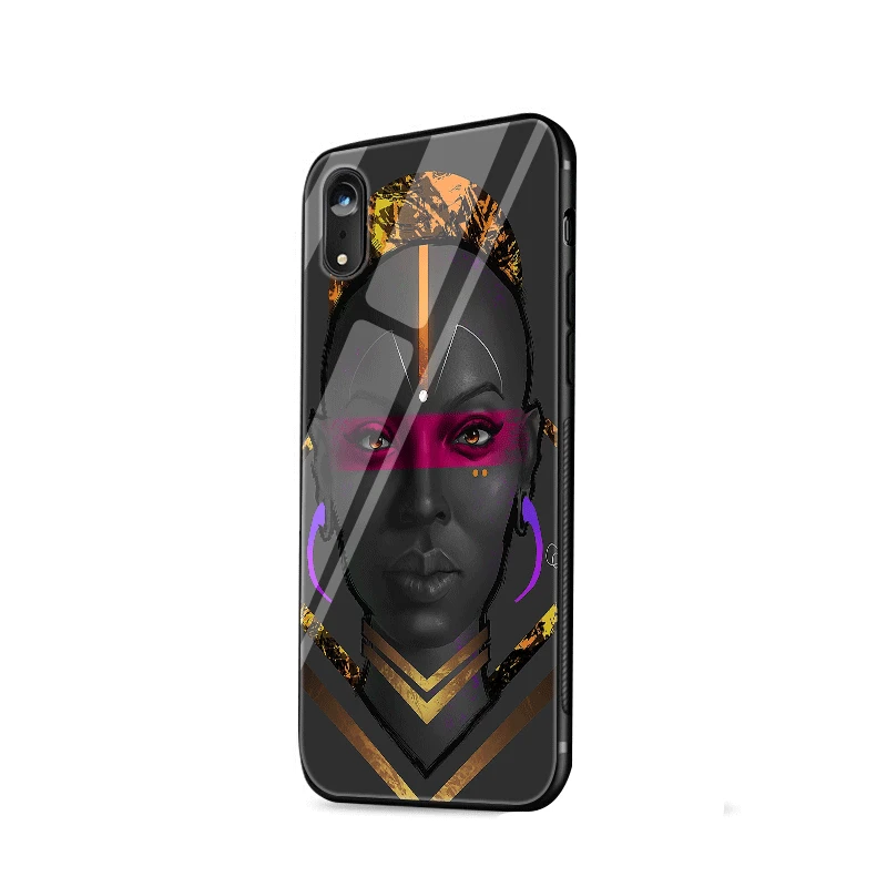 Стеклянный чехол для телефона из ТПУ, стекло для iPhone 5, 5s, se, 6, 6 S, 7, 8 Plus, iPhone 11 Pro, XR X, XS, максимальный чехол для красивых девочек афро