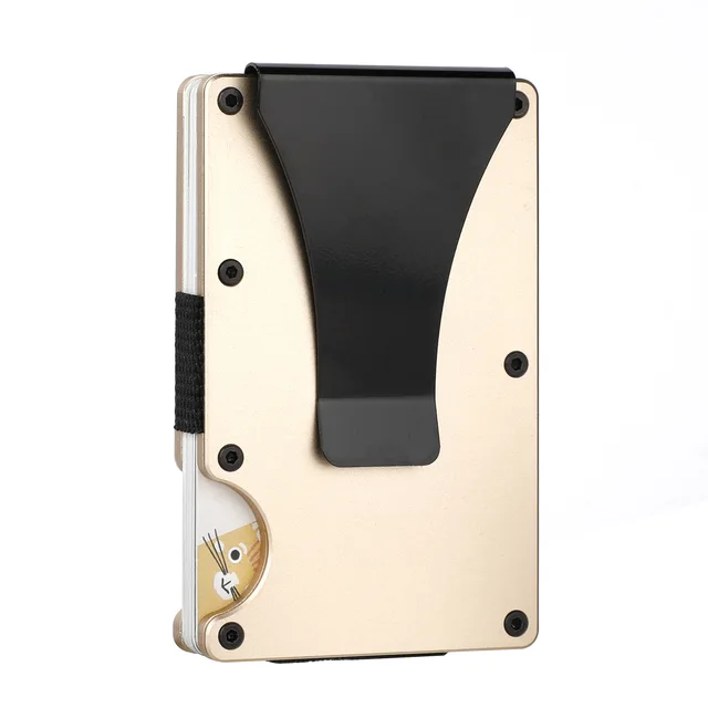 Aluminium Credit Card Holder Wallet New Minimalist Rfid Blocking Slim Anti Protect Metal Cardholder Clip for Men Dropshipping Aluminium Apricot