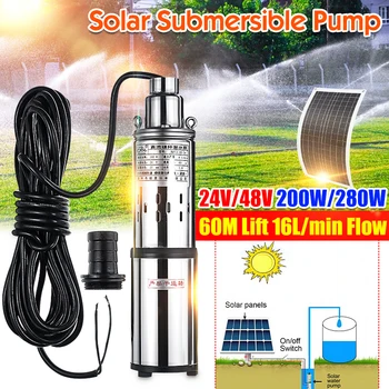 

High Lift 60m 24v/48V Solar Water Pumph Deep Well Pump DC Screw Submersible Pump Irrigation Garden Home Agricultural