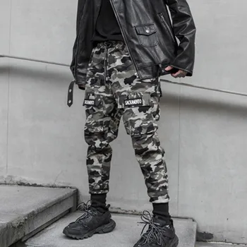 

Outono inverno mens multi-bolsos camuflagem corredores de rua hip hop calças cargo homem harajuku casual militar do exército do