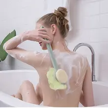 2в1 щетка для душа для ванны отшелушивающая Задняя щетка с нескользящей длинной ручкой мягкая щетина для влажной сухой спа-стирки тела
