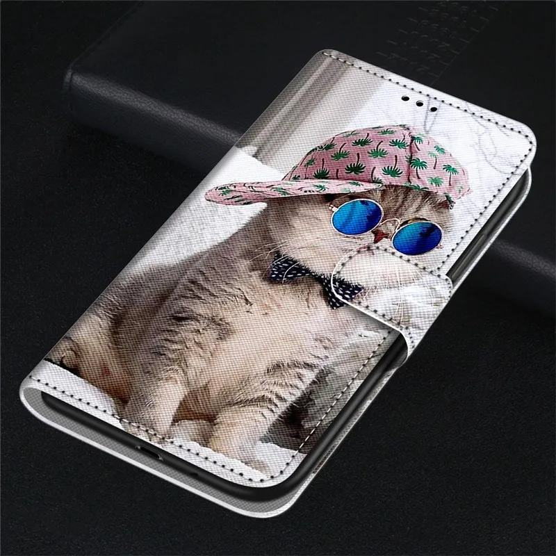 Cute Funny Painted Flip Leather Case on For Samsung Galaxy A20 A20s A20e A205 A207 A202 Card Slot Wallet Animal Pattern Cover kawaii phone case samsung