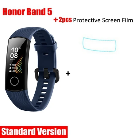 New Arrival Huawei Honor Band 5 Smart Bracelet Blood Oxygen Monitor Oximeter Health Tracker Bracelet Waterproof Sport Wristband - Цвет: blue add film