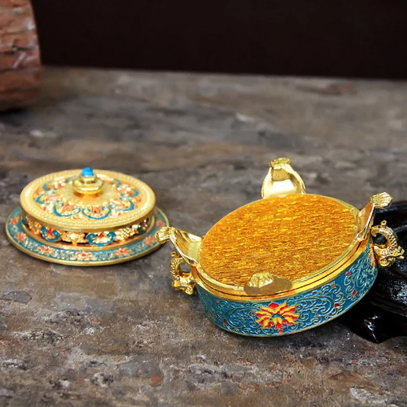 Курильница с держателем Тибетский Стиль окрашенный Эмаль сплав, обмотки благовоний ремесла украшения дома офиса подарок
