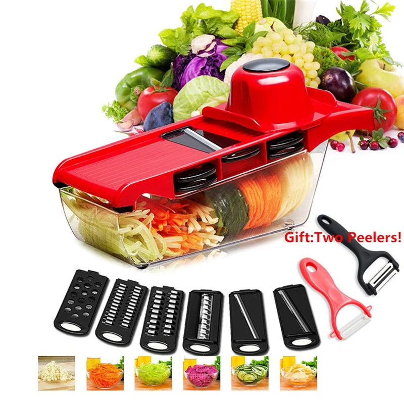 야채 슬라이서 만돌린 슬라이서 감자 필러 당근 치즈 강판 야채 커터 주방 악세사리 선물 2 