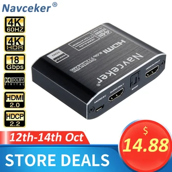 

2020 Best ARC HDMI 2.0 Audio Extractor 4K 60Hz RGB8:8:8 HDR HDMI Splitter Audio Converter 4K HDMI to Optical TOSLINK SPDIF 7.1