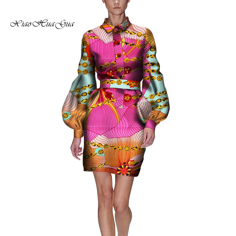 Модное Африканское весеннее женское платье с принтом, повседневное хлопковое офисное платье до колен с длинным рукавом и круглым вырезом для женщин WY6087 - Цвет: 10