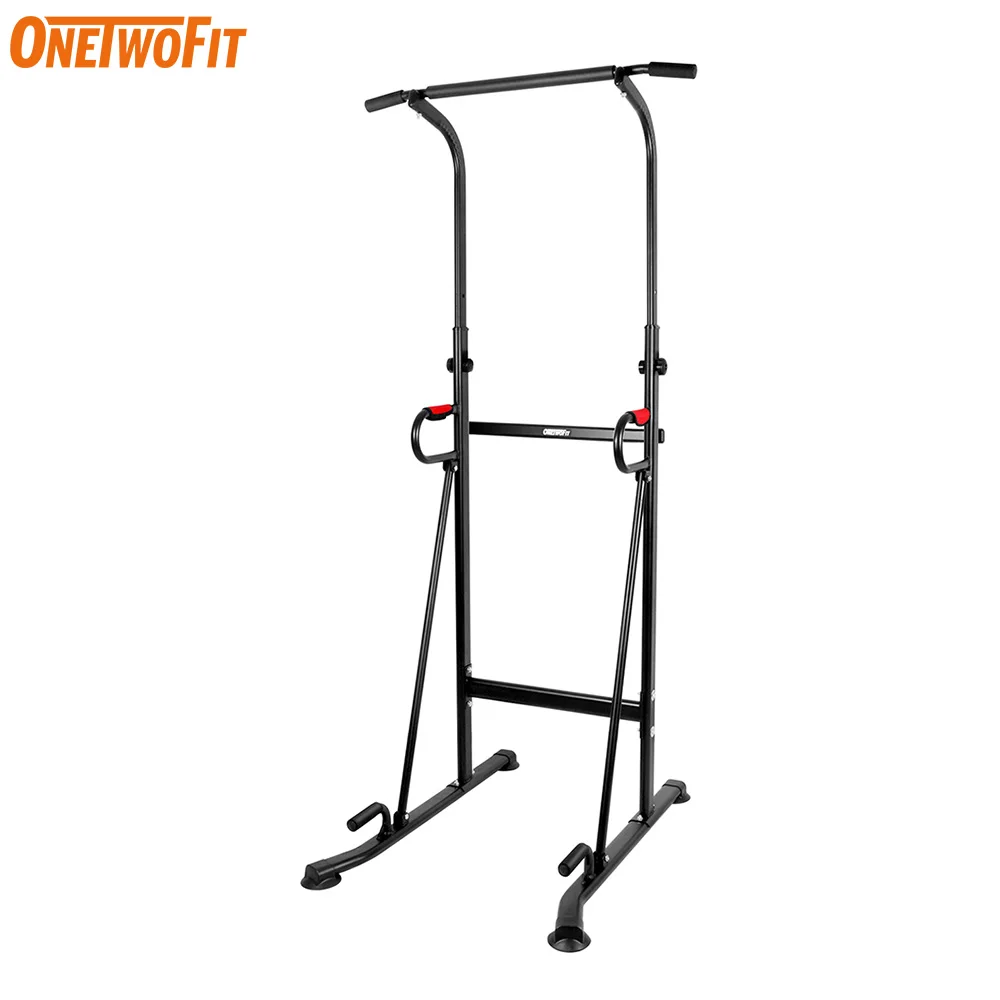 

ONETWOFIT Pull-ups Exercise Equipment for Home Black Power Tower Dip Station Bar Home Gym Strength Training Workout Equipment