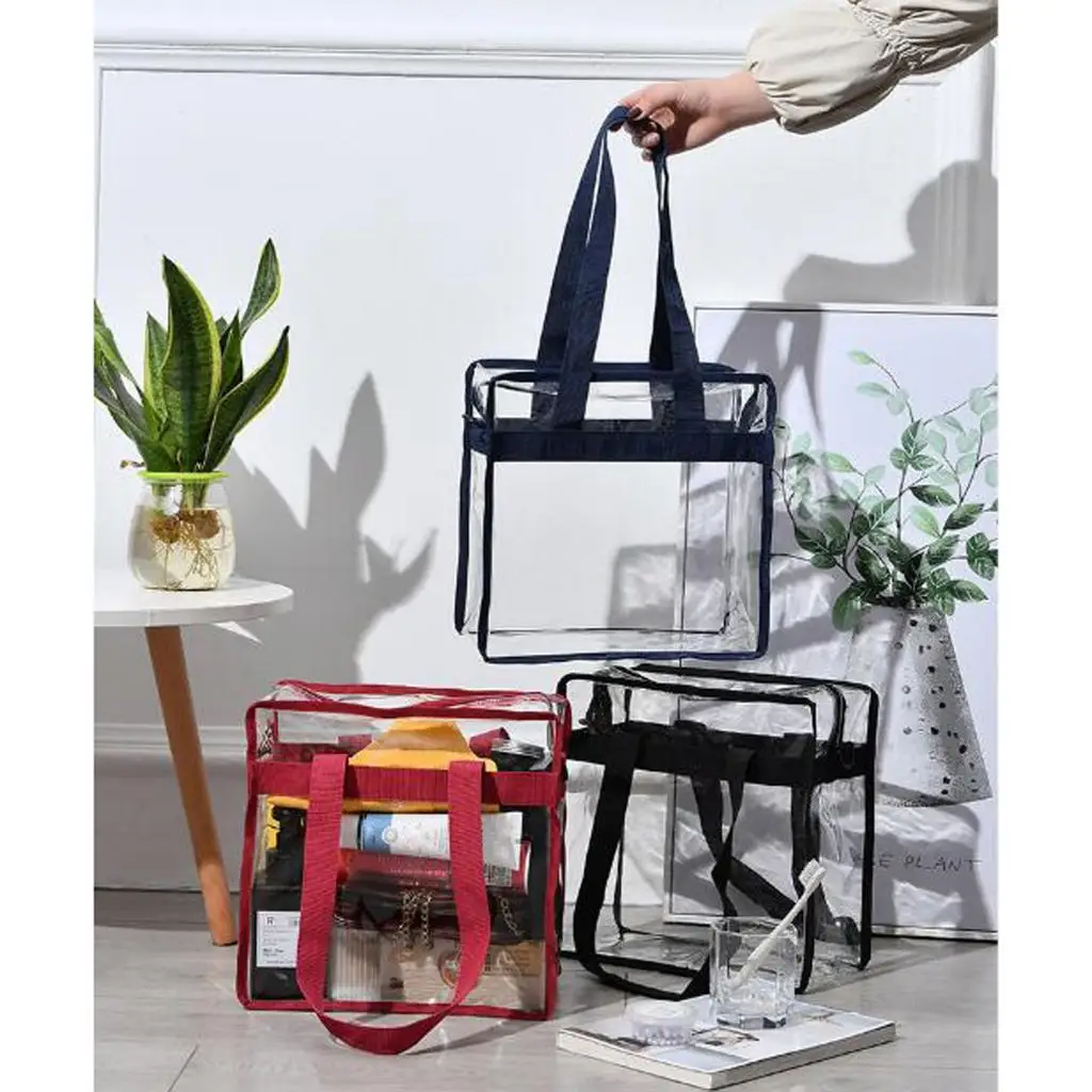 Women Water-proof PVC Clear Transparent Tote Bag Beach Makeup Bathing Wash Bag