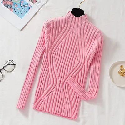 Pink Зимняя одежда, корейские женские свитера, тонкий свитер, Женский вязаный свитер, короткий осенний Высококачественный свитер, новинка - Цвет: Pink