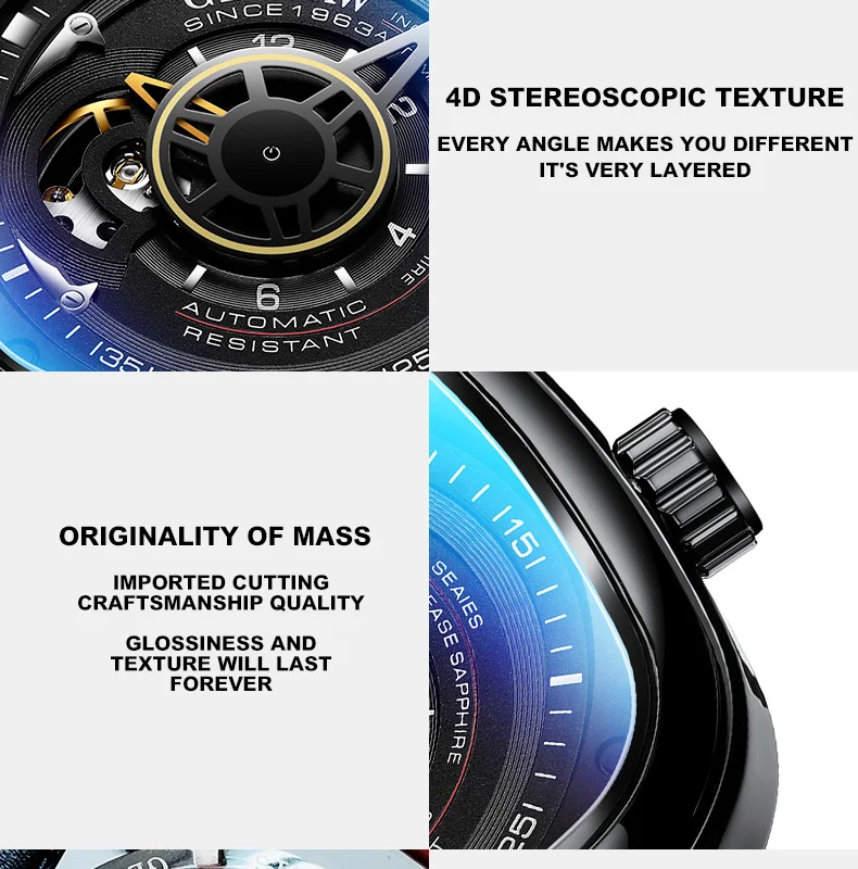2021 new men's watch automatic machinery top brand luxury square large dial sports waterproof watch relegio masculi