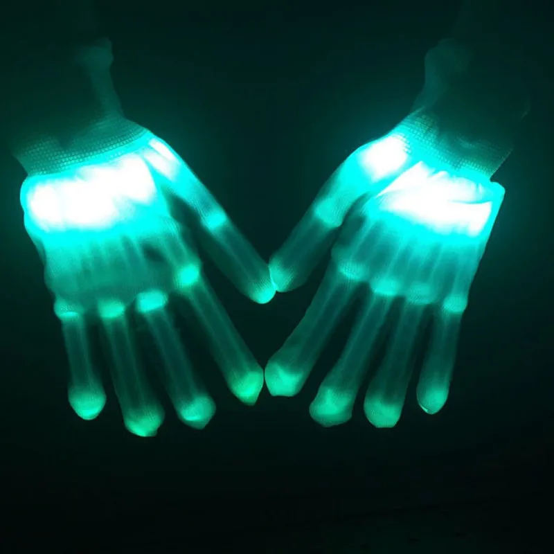 

1 Pair Adult Halloween Unique LED Luminous Gloves Lighting Flashing Finge Colorful Skeleton Gloves Dance Club Party New