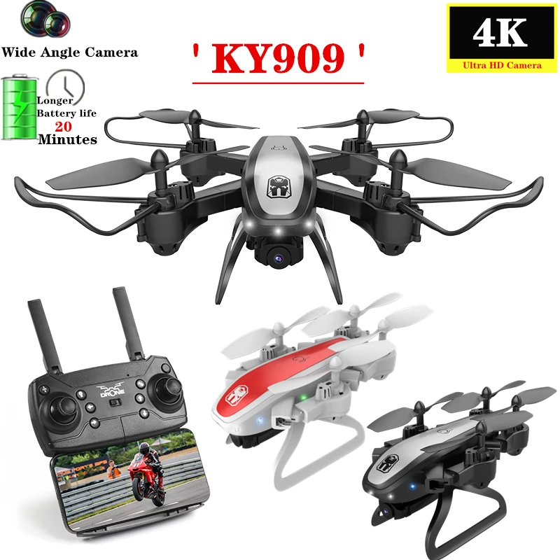 Радиоуправляемый Дрон KY909 с wifi FPV 4K HD камерой оптическое позиционирование потока держать парение Квадрокоптер складной вертолет игрушечный мини-Дрон