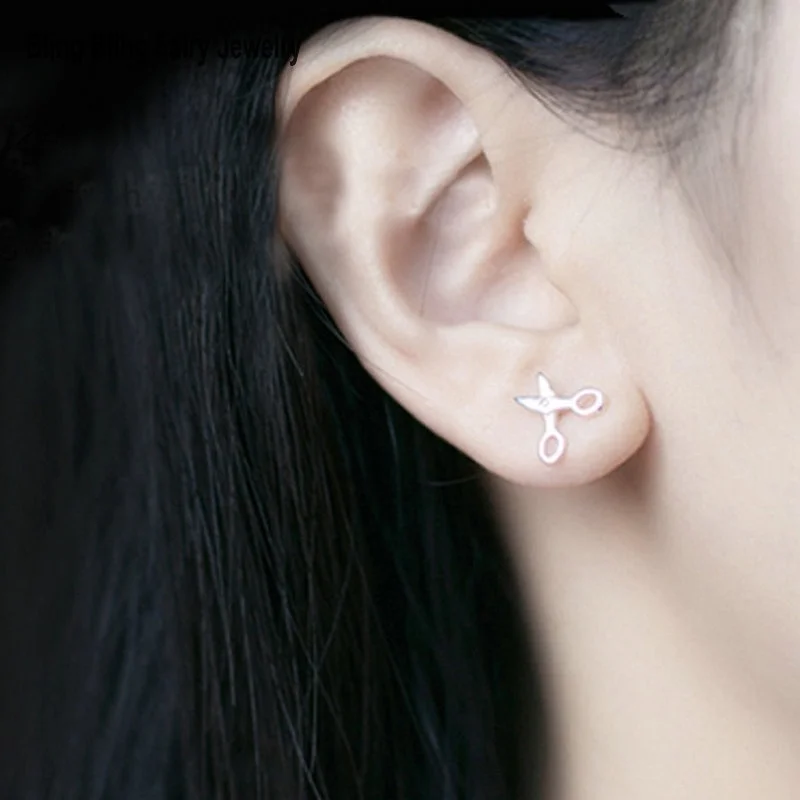 Сохраняйте цвет гипоаллергенно ножницы серьги креативные ножницы Серьги Медь Серебро Креативный дизайн Геометрические ножницы серьги