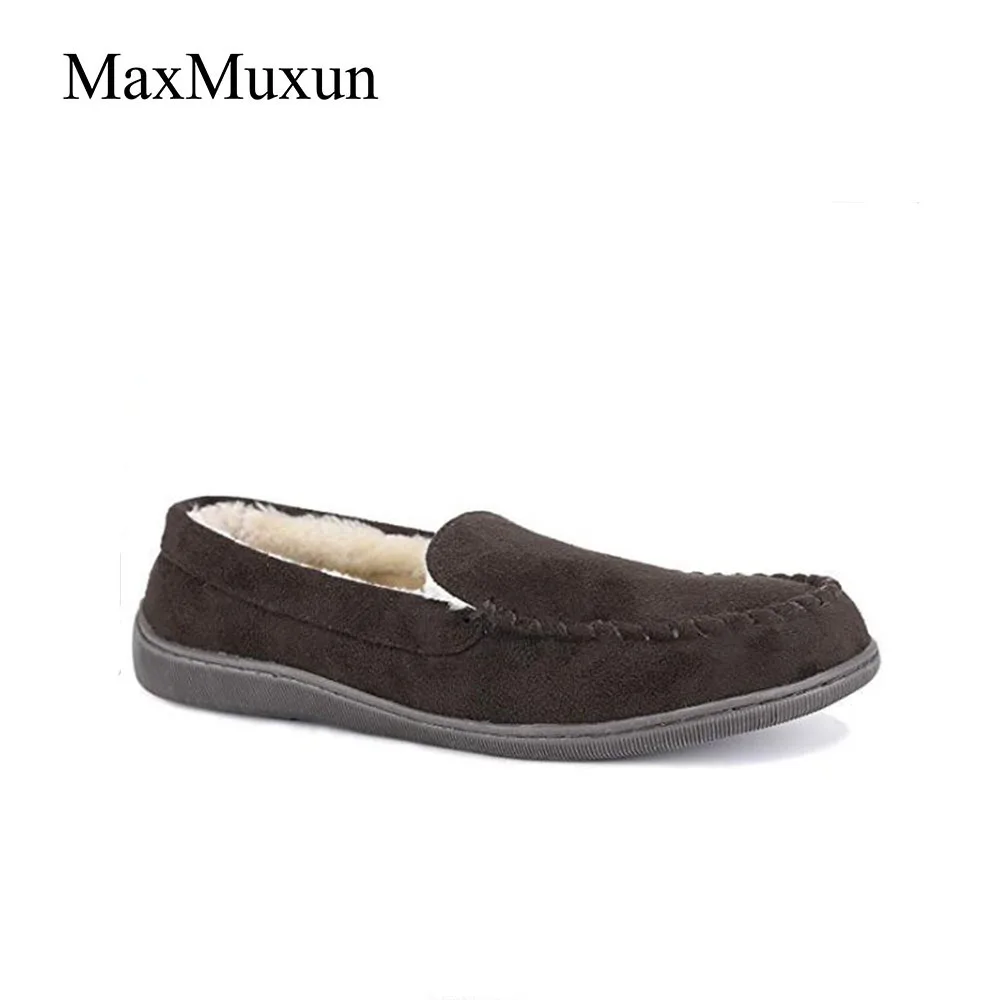 MaxMuxun/Женская обувь для влюбленных пар; лоферы с искусственным мехом; мокасины; удобные слипоны; тапочки; Цвет Черный; большой размер 43 - Цвет: Coffee