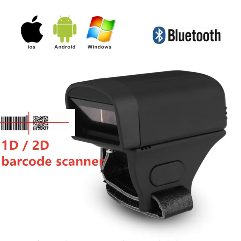Mini Wireless Bluetooth Finger scanner wearable 2d ring barcode scanner pdf417qr reader