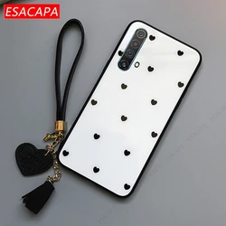 Love Tempered Glass Phone Case with Lanyard - Premium Protection Cover for Realme C15 C12 (WHITE)