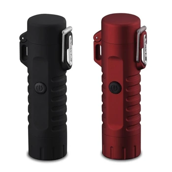 

ELOS-2x Multifunctional Usb Waterproof Double Arc Charging Lighter with Flashlight Led Lamp(Black&Red)