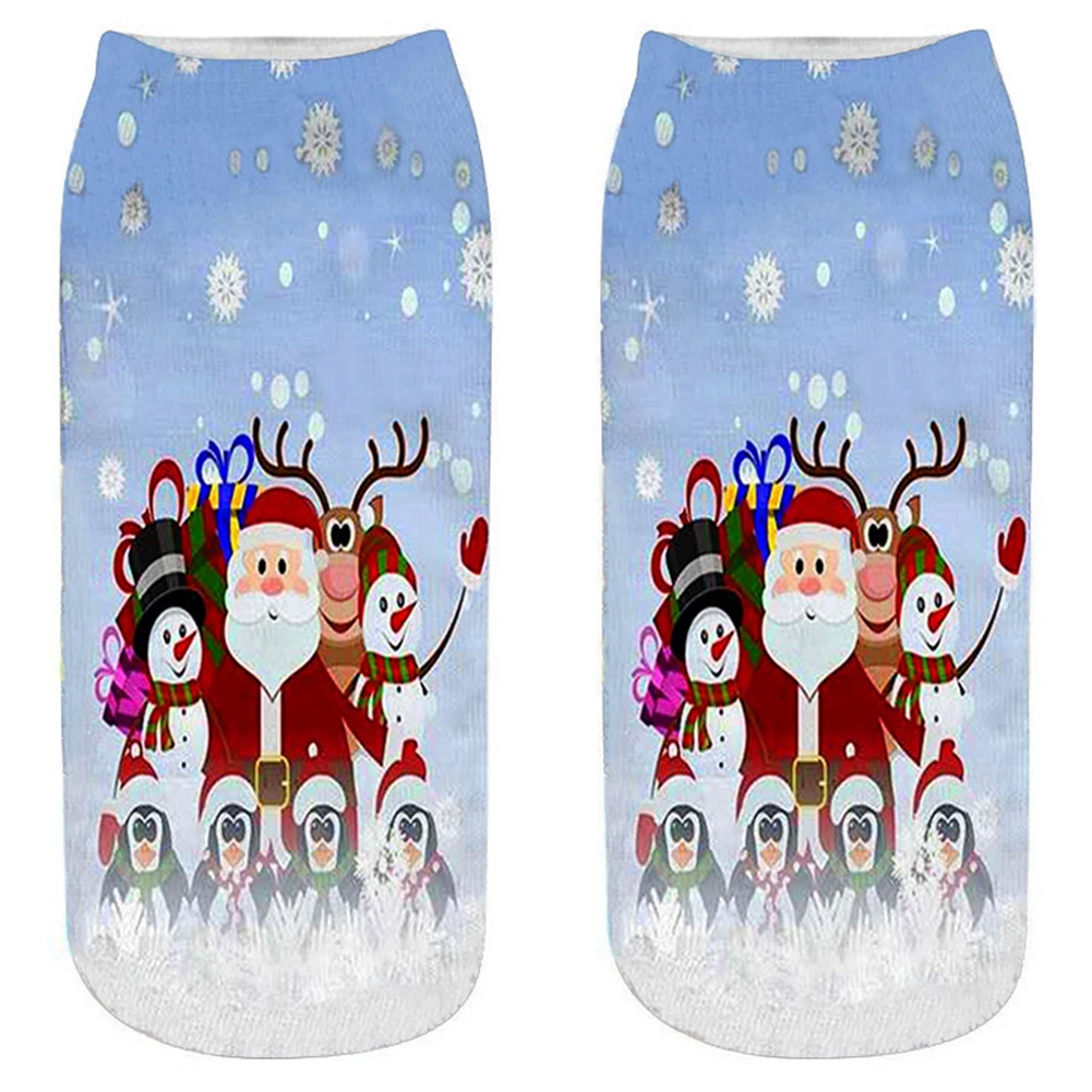 Забавные носки на год с изображением оленя Санта Клауса; подарок; милый Рождественский снеговик с 3D-принтом