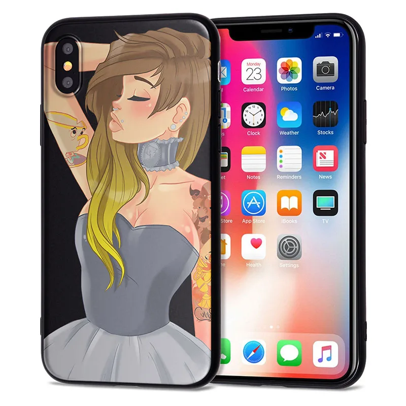 Чехол для iPhone 11 Pro, чехол для iPhone 5, 5S, 6, 6 S, 7, 8 Plus, X, XS, Max, тату, принцесса, чехол для iPhone 7, чехол из мягкого ТПУ для iPhone XR, чехол - Цвет: 13
