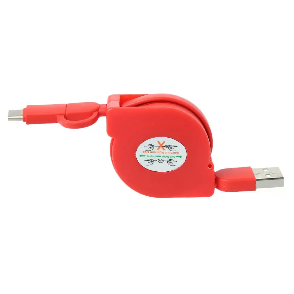 R Выдвижной 2-в-1 Micro USB+ Тип C кабель для зарядки и передачи данных с плоский кабель для Anroid телефон LX9A - Цвет: R