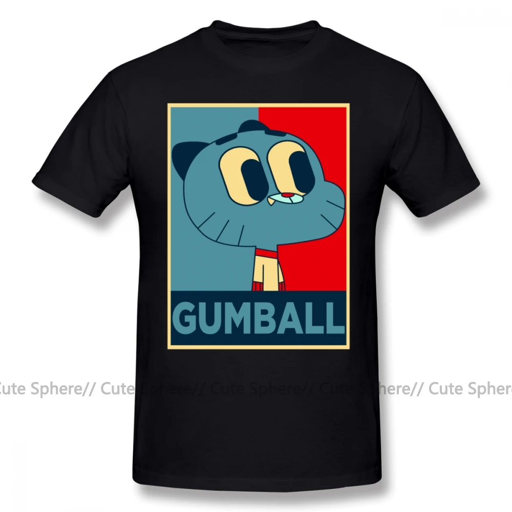 Gumball удивительный мир футболка удивительный мир Gumball 15 футболка с гамболом печатная мужская пляжная хлопковая Футболка 6xl - Цвет: Black