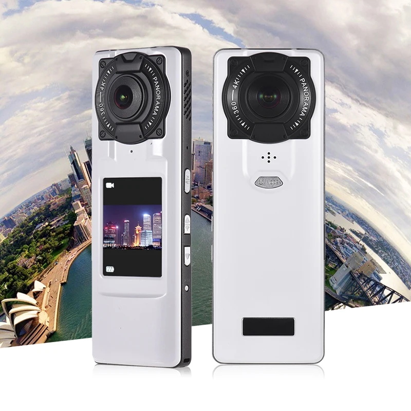 360 градусов Hd 4K качественная двойная камера Ultra Hd Wifi Vr камера ручная панорамная видеокамера с двойным объективом 2,0 дюймов ЖК-дисплей