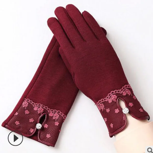 G146 016F jujube red LJCUIYAO Новые перчатки для сенсорного экрана женские вязаные теплые зимние эластичные вязаные рукавицы шерсть полный палец Guantes женские кружева крючком - Цвет: G146 016F jujube red