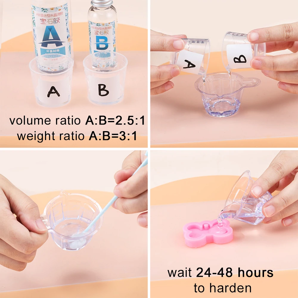 Transparent Epoxy Resin AB Glue Kit 1:1 3:1 Silicone Gloves Measuring Cups  Stick For DIY Resin Crafts Making Tools Starter Set