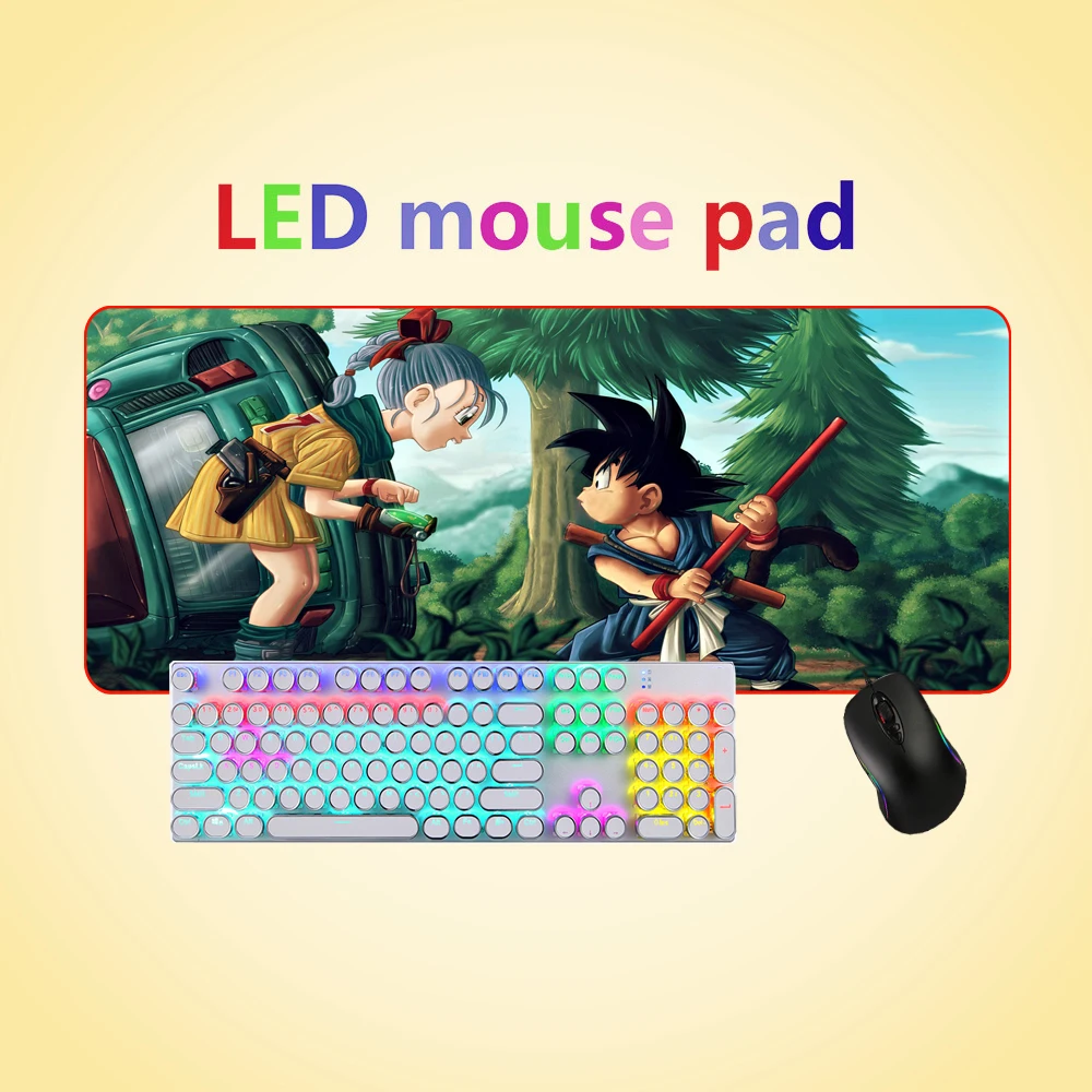 FFFAS Dragon Ball игровой коврик для мыши большой коврик для мыши в стиле аниме RGB компьютерный коврик для мыши геймерский коврик Mause светодиодный коврик с подсветкой Клавиатура Настольный коврик