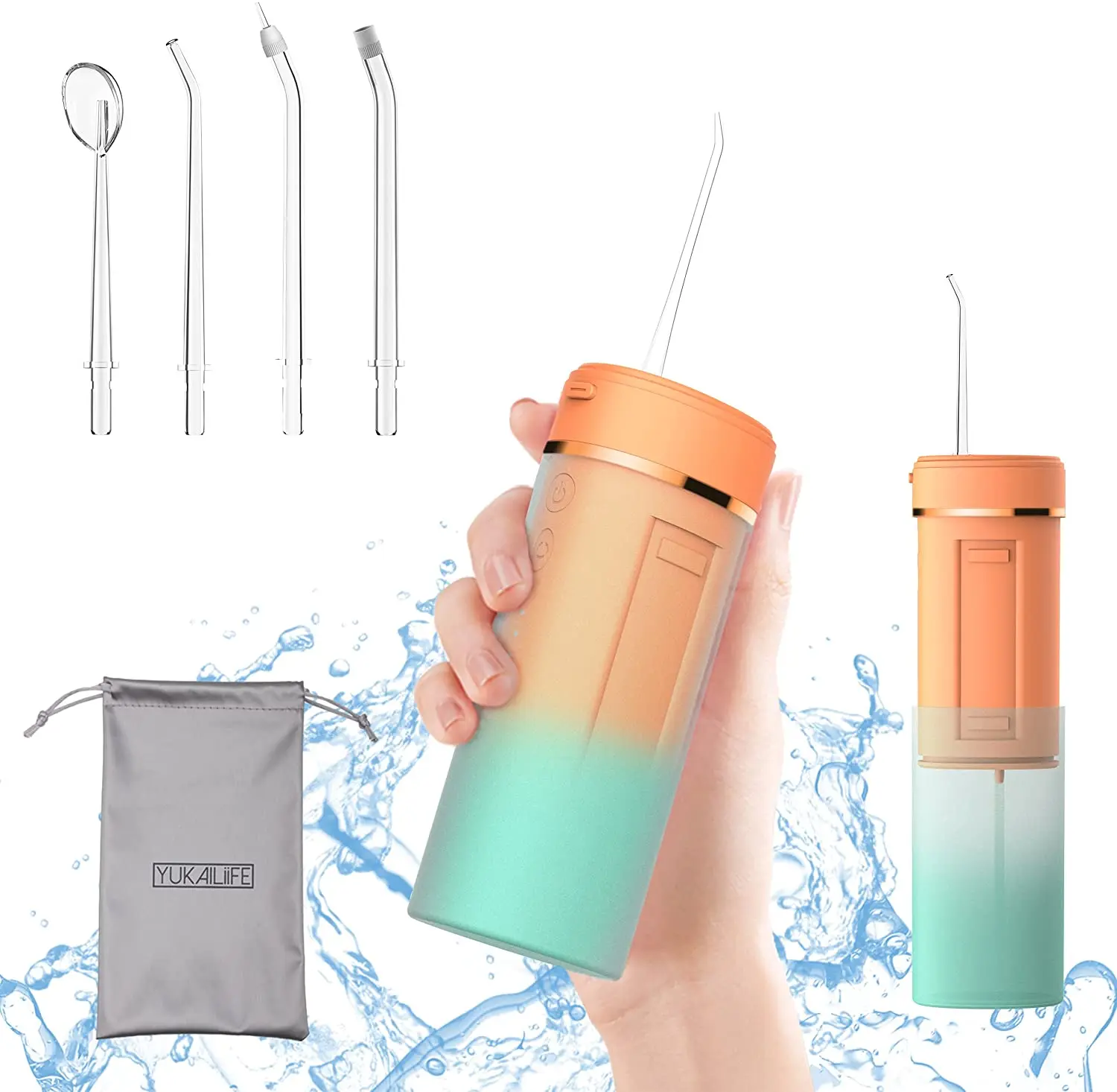 

Cordless Water Flosser Portable Oral Irrigator Rechargeable Teeth Cleaner Pick for Braces & Bridges - 4 Modes, IPX7 Waterproof,