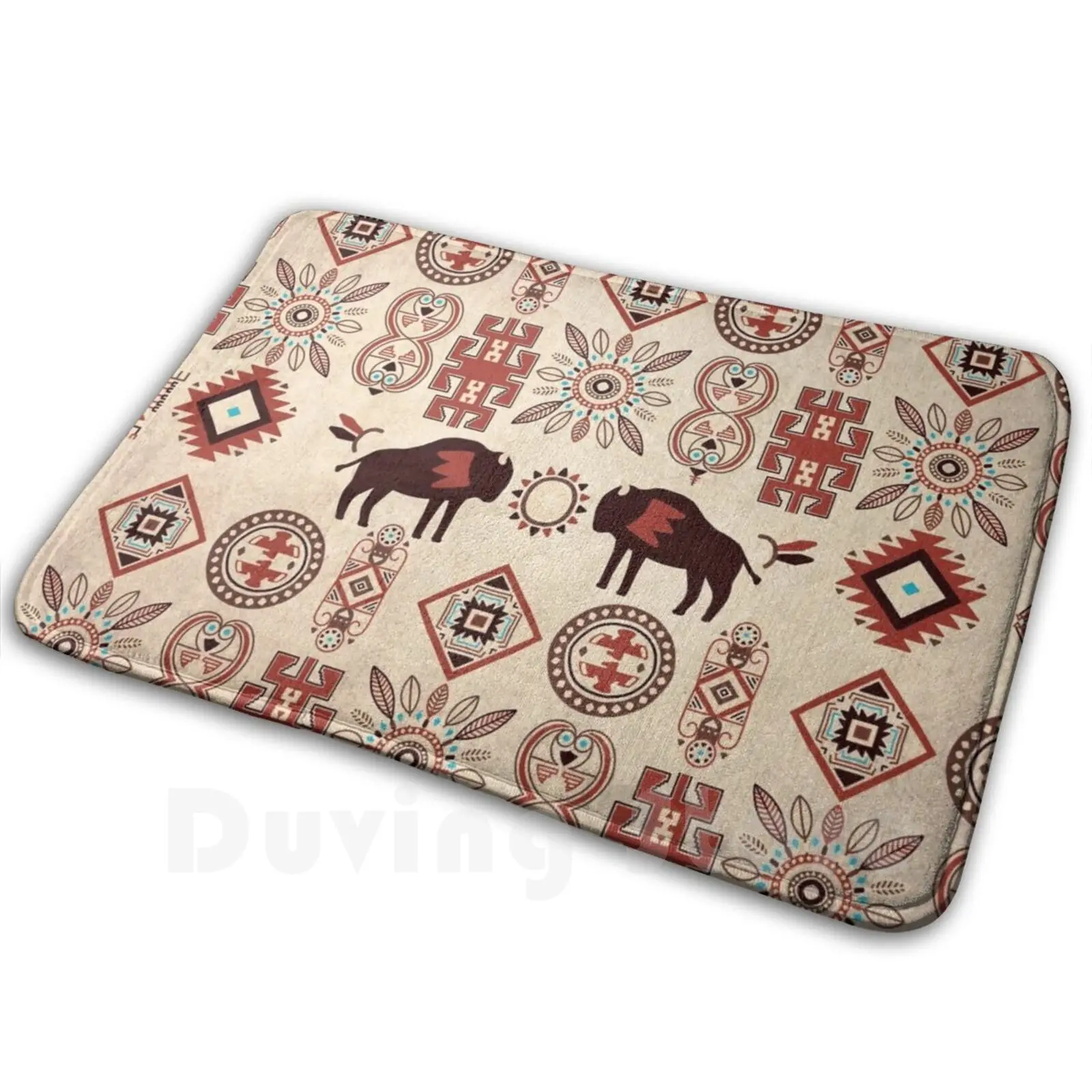 American Native Bison Tappeto Mat Tappeto Cuscino Morbido American Native Bison Buffalo Animal Nature Culture Tradizionale