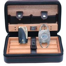 2 вида цветов кедра деревянный ящик для сигар путешествия Портативный кожаный портсигар коробка для сигар