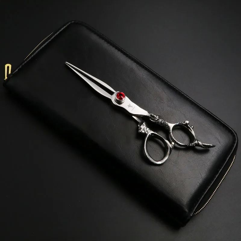 1 pcs add case 6 Inch Pet Scissors Dog Grooming Cutting Shears Kit for Animals Japan440C Dragon Shaped Handle - Цвет: 1 pcs add case