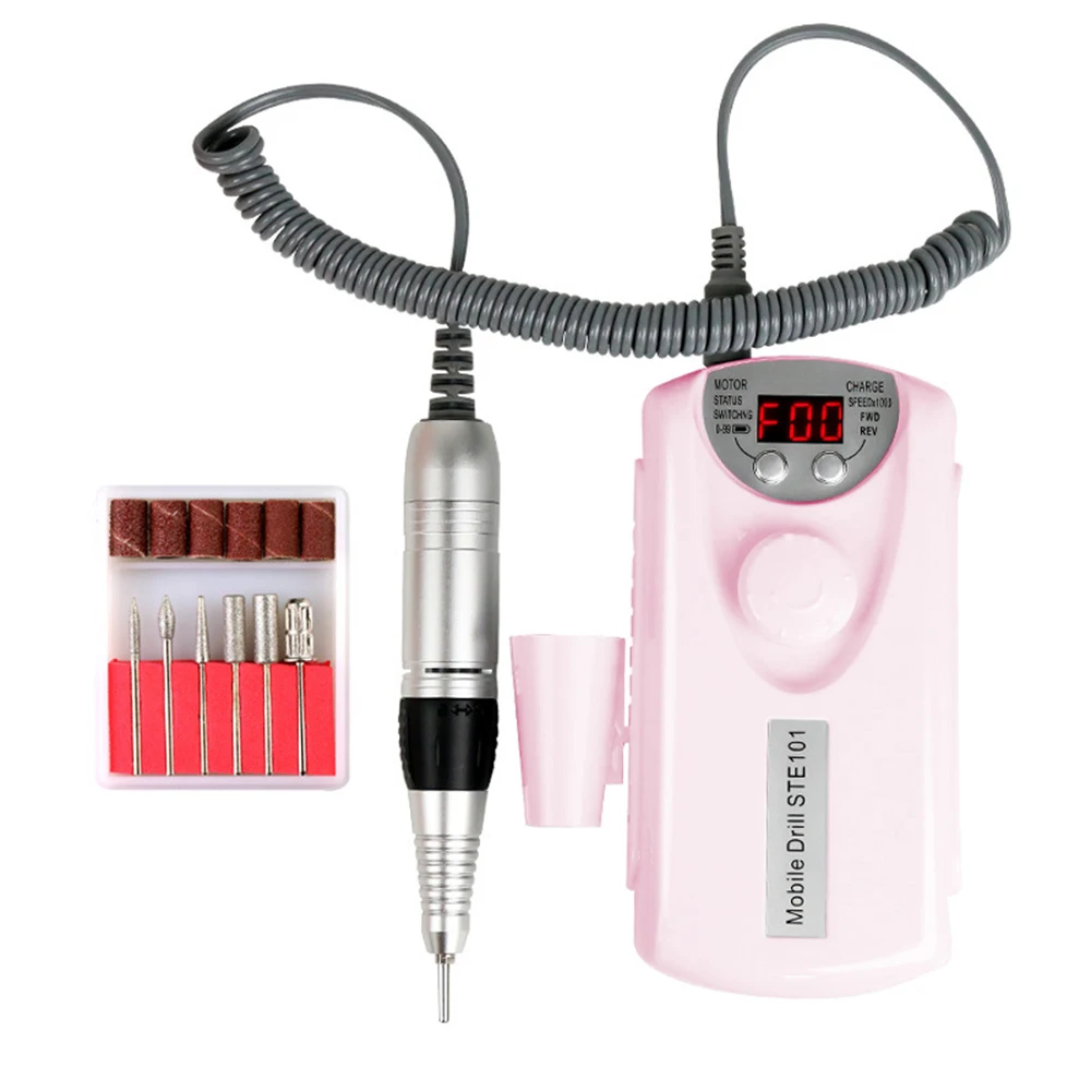 30 Вт/24 Вт 30000 об/мин Электрический набор сверл для ногтей, машинка для полировки ногтей, ручка, электрическая броня, портативная дрель для ногтей, ручная работа - Цвет: Pink-US