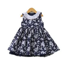 Детское платье с маленьким кукольным воротником и цветочным рисунком; коллекция года; летнее платье для девочек