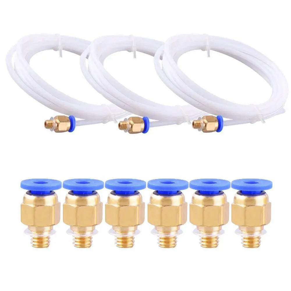 

Teflon Tube, 3Pcs PTFE Teflon Tube (2 Meters) with 6Pcs PC4-M6 Fittings for 3D Printer 1.75mm Filament (2.0mm ID/4.0mm OD)