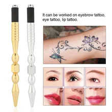 2 Colors Alloy Microblading Pen Tattoo Grip Silicon Anti-slip Handle Auto Lock Handle Tube Grip Tattoo Eyebrow Lip Body Art Tool