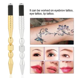 2 Colors Alloy Microblading Pen Tattoo Grip Silicon Anti-slip Handle Auto Lock Handle Tube Grip Tattoo Eyebrow Lip Body Art Tool