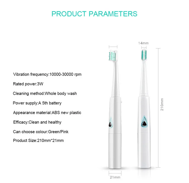 LAIKOU Electric Toothbrush Teeth Brush Dental Brush Sonic Wave Chip Toothbrush Head Replaceable Teeth Whitening Healthy battery