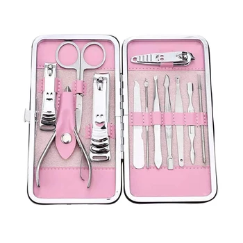 

12Pcs Stainless Steel Manicure Grooming Kit Professional Nail Cutter Trimmer Tweezers Scissors Pedicure Tools Nails Toe Clipper