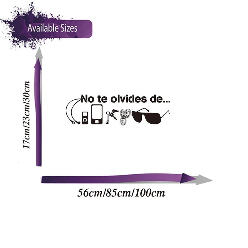 Modern Spanish Don't forget Quote Wall Sticker Entryway Living Room Spanish No Te Olvides de Key Glass Phone Wall Decal Vinyl  (1)