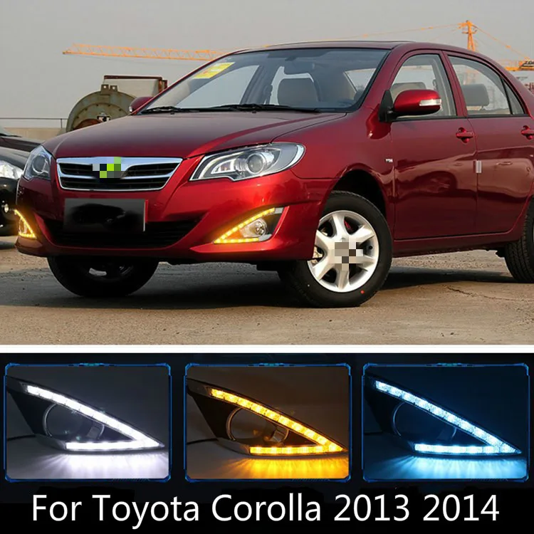 

2 шт. Светодиодный дневной Бег для Toyota Corolla 2013 2014 супер яркость 12 В Автомобильный светодиодный DRL Водонепроницаемый ABS лампа дневного света
